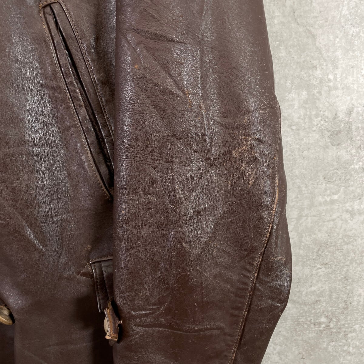 50〜60年代 フランス レザー マッキノーコート メンズXL相当 古着 50s