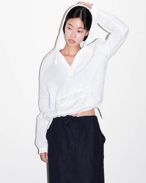 2000s cropped utility linen hoodie