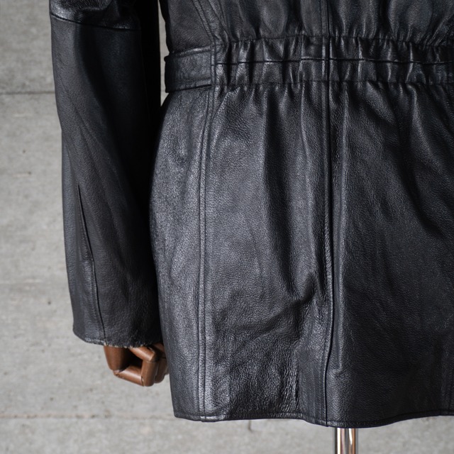 "SINCLAIR" '90s vintage Leather belted double breasted Jacket