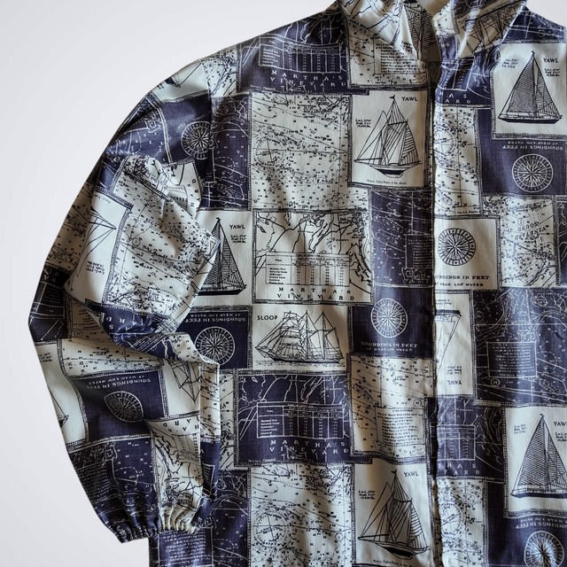 1960s NAUTICAL PATTERN ZIP UP PARKA