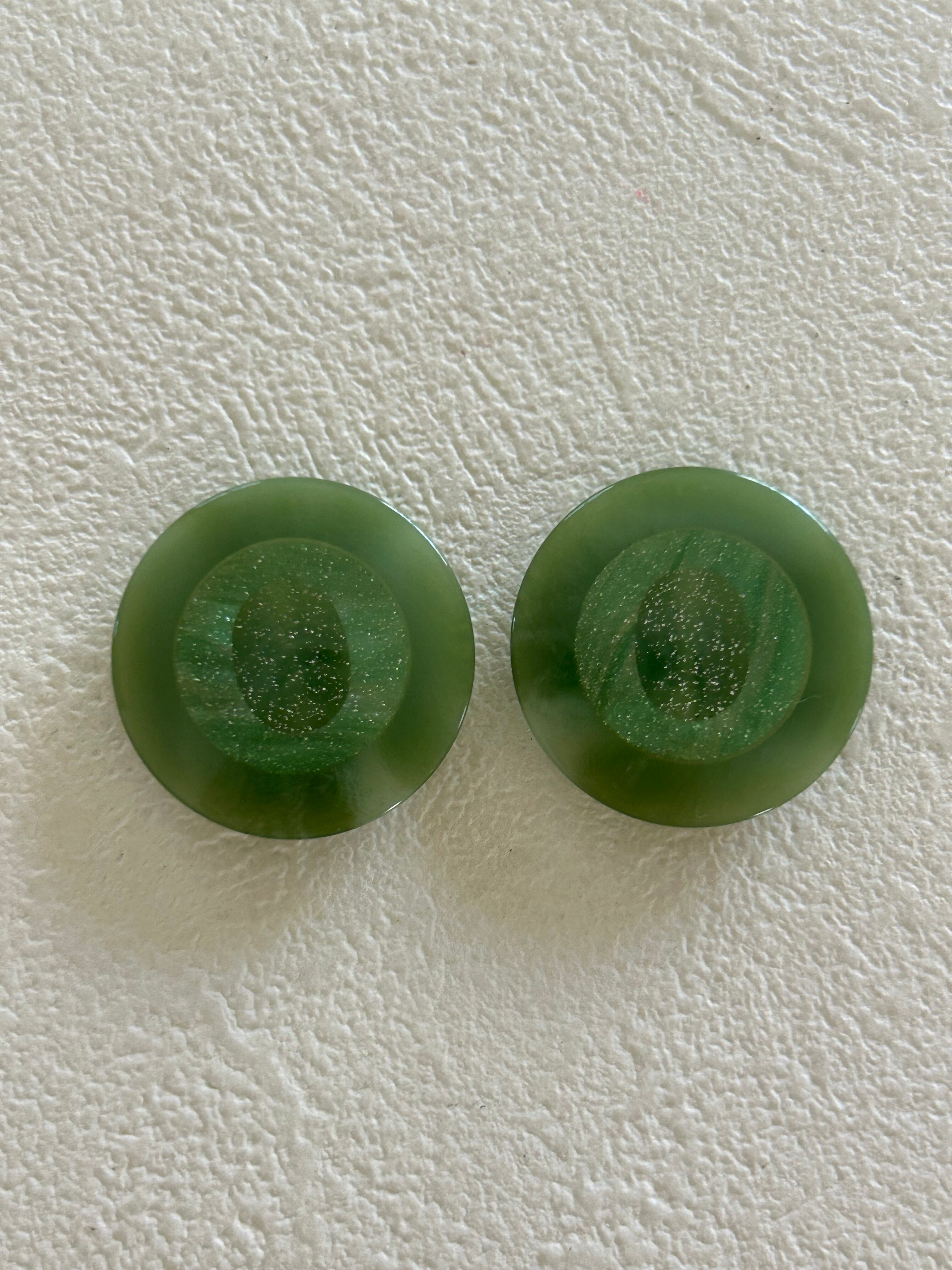 Japanese Vintage ボタン グリーン 23mm グリッター マーブル 昭和レトロ アクセサリーパーツ 装飾材 カルトナージュ
