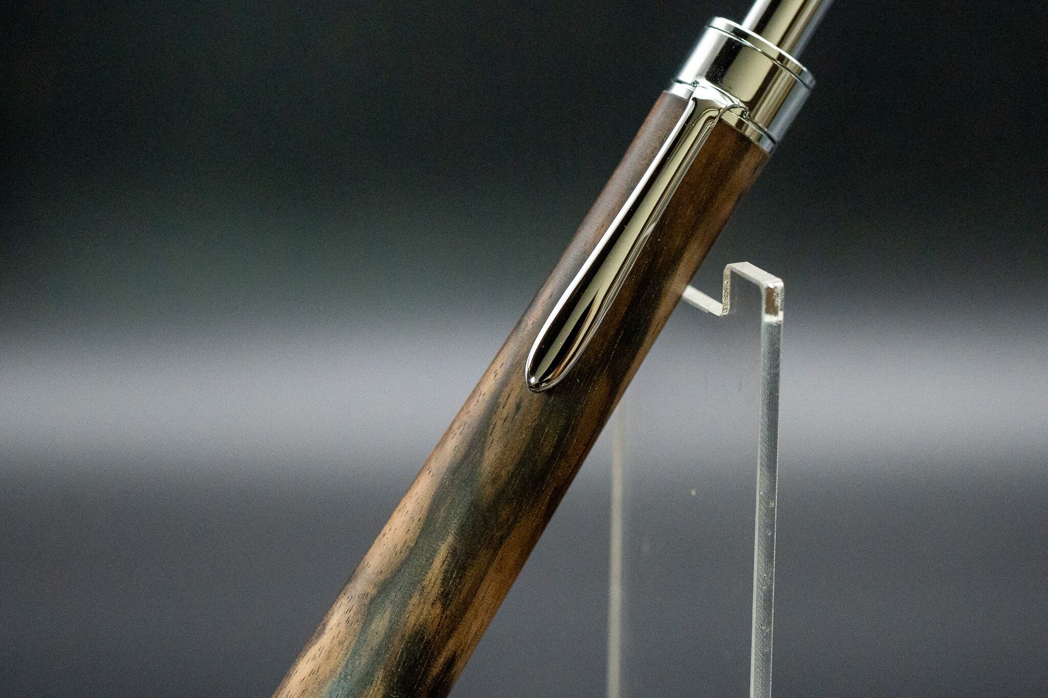 【魅惑の黒い紋様】 黒柿 孔雀杢 極上 silver MP