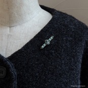 イタリアアンティーク マイクロモザイク 鳩と小花 バーブローチ