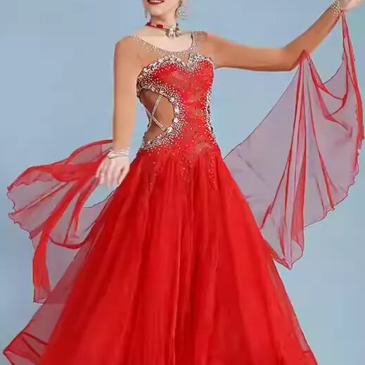 シースルー ティアード フレア ミモレダンスドレス ds1115