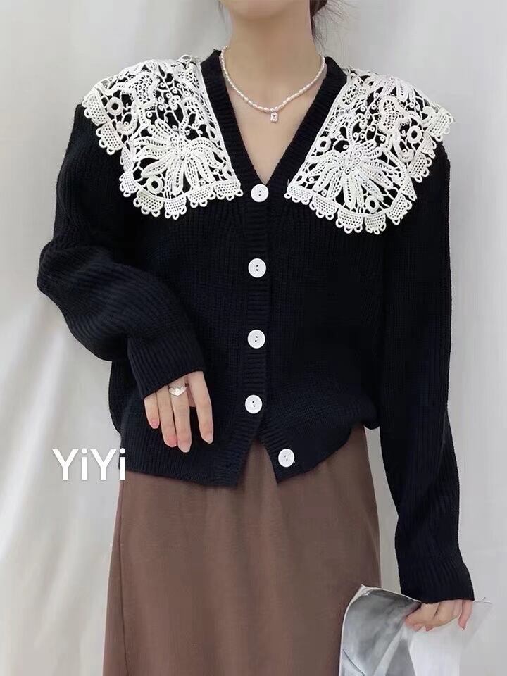 レース襟付きニットカーディガン　AJ111-5079
