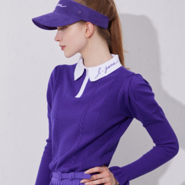 Puff Sleeve Collar Knit（Purple）
