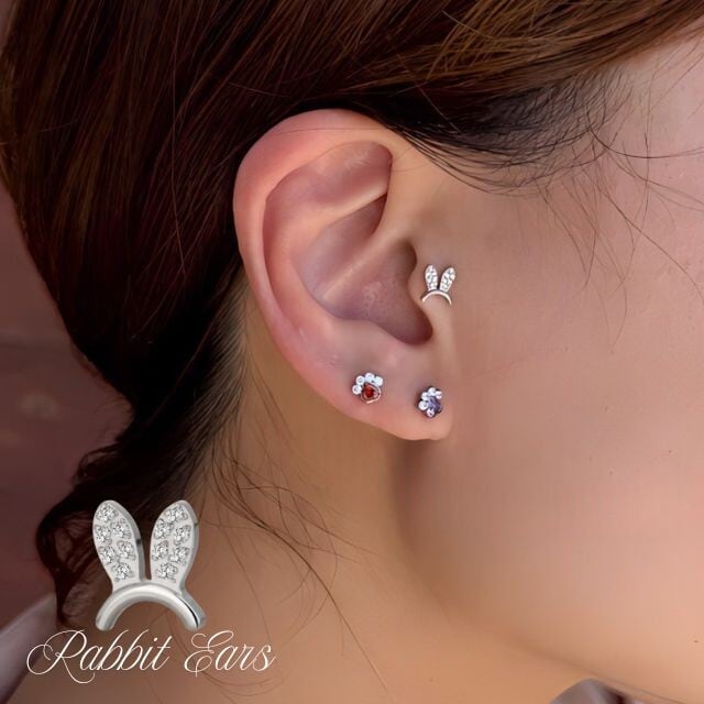トラガスピアス 18G 16G うさ耳 バニー ウサギ インターナル