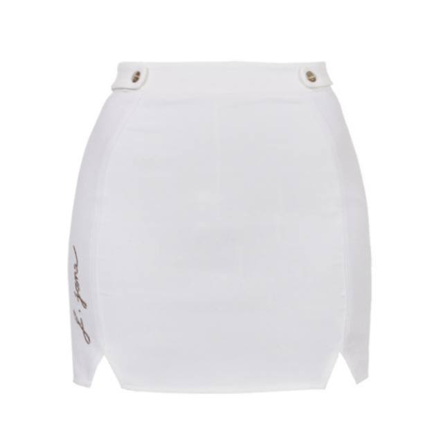 Corduroy contrast Double slit Skirt（Ivory）