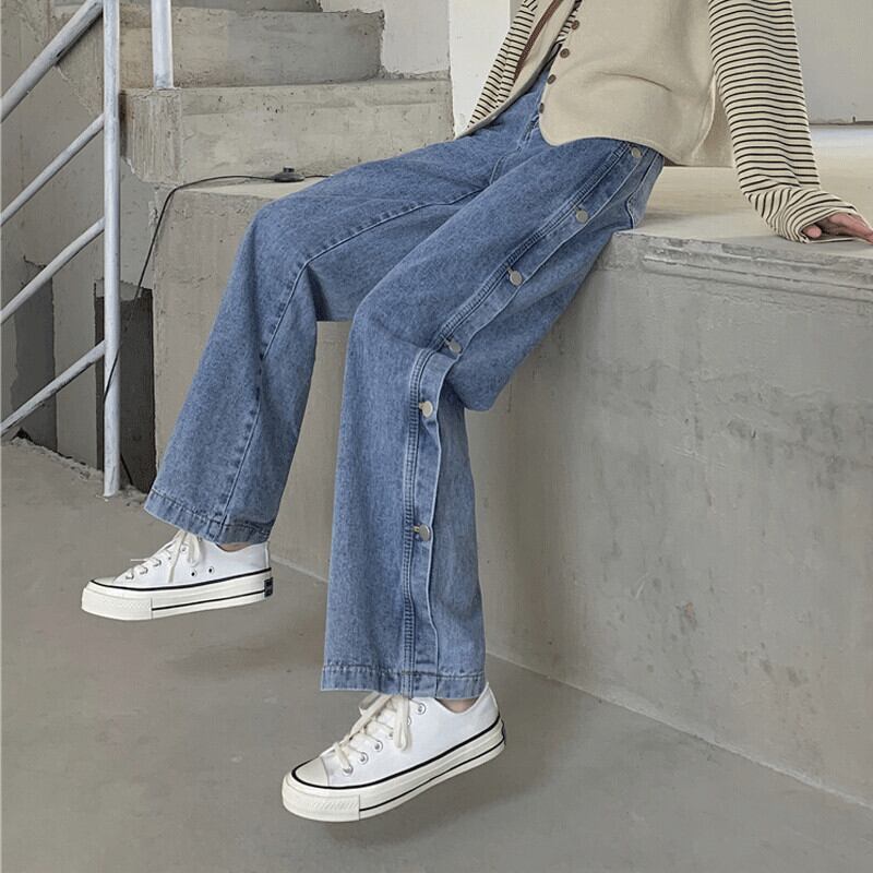 スタンダードブルーパンツ ジーンズ サマーハイウェストウェストルーズブラック レトロ 夏物 萌量不足23754743013