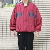 Argyle switching designsilk blouson
