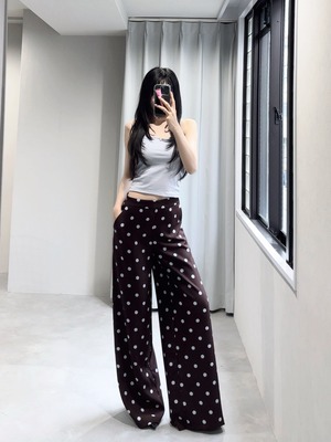 polka dot buggy slacks / brown × ice blue