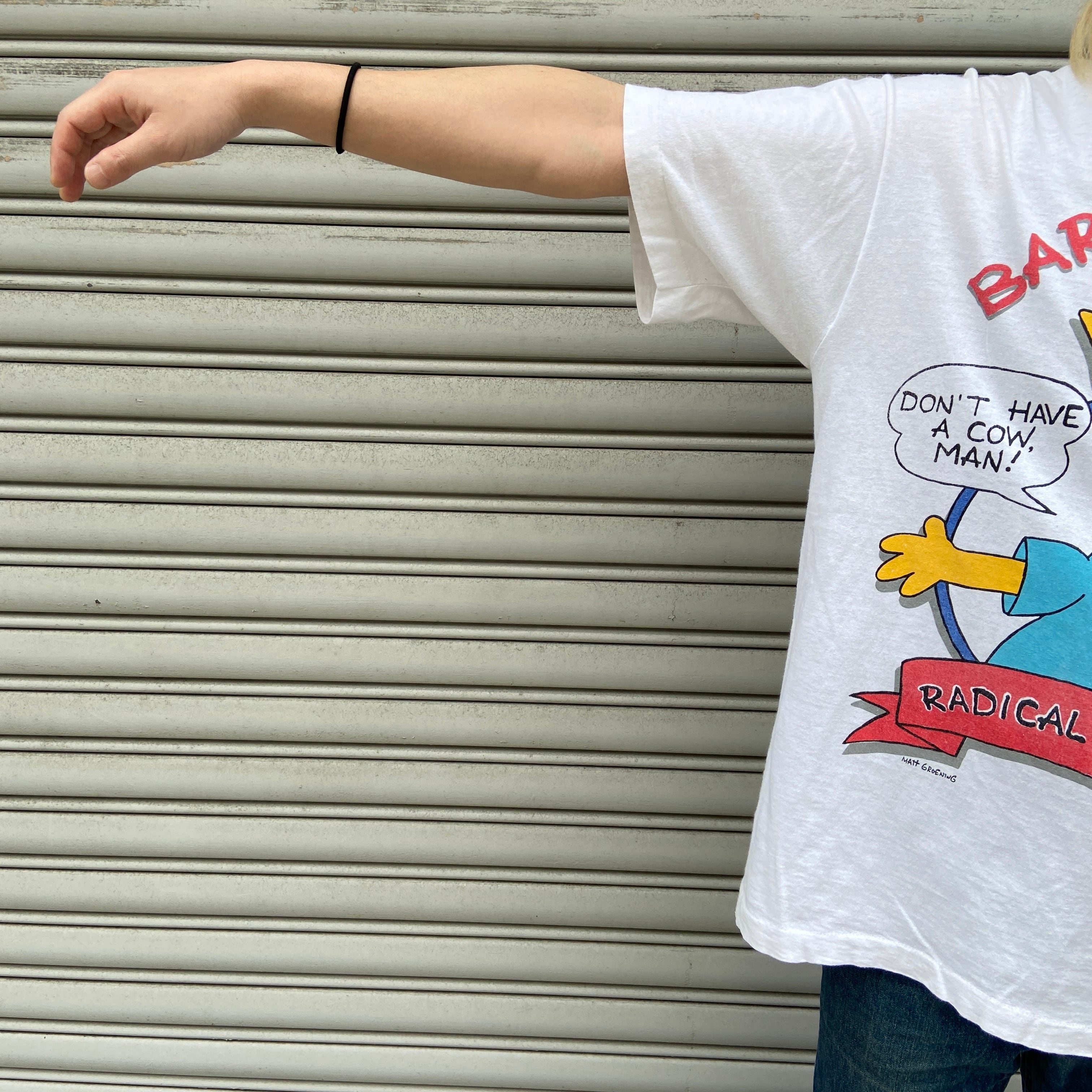 80s USA製 シンプソンズ キャラクターTシャツ キャラT ホワイト L