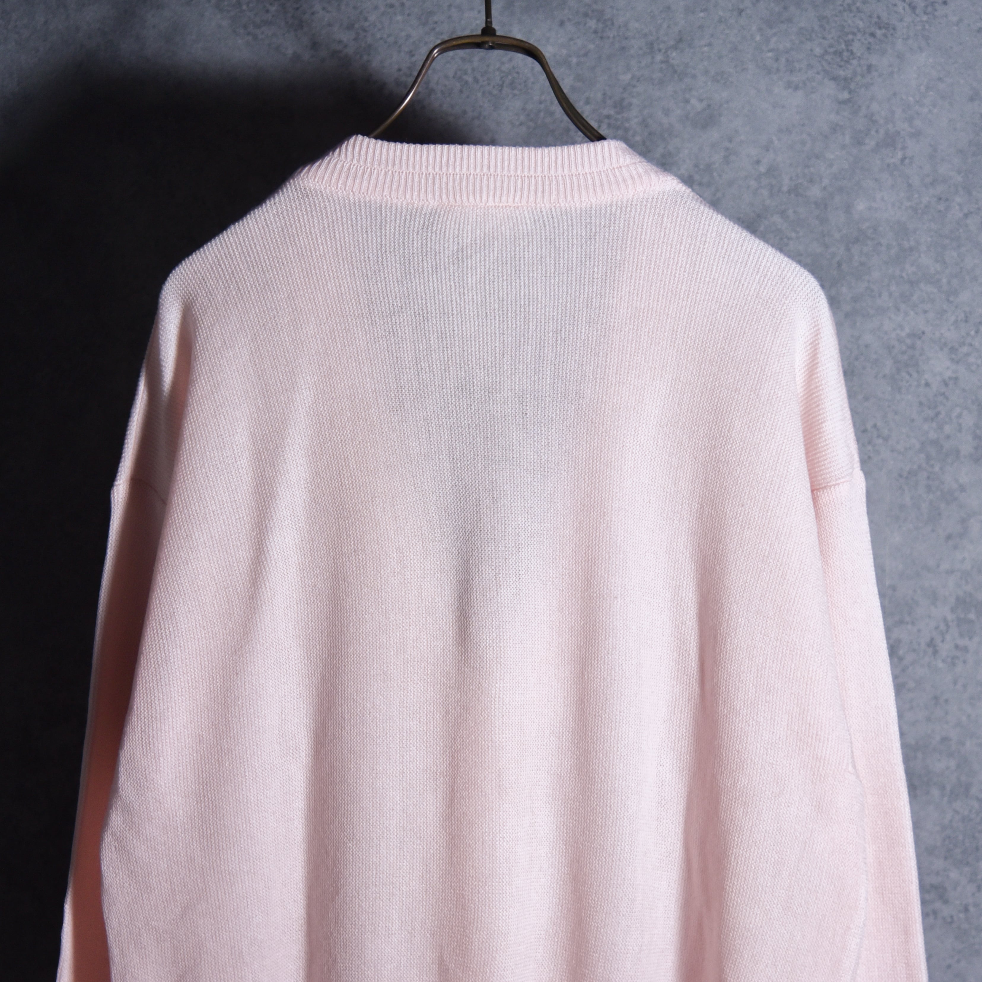 70-80s LACOSTE Spanish V-neck Knit Cardigan Pink スペイン製