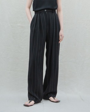 1990s Emanuel Ungaro - stripe tucked wide trousers