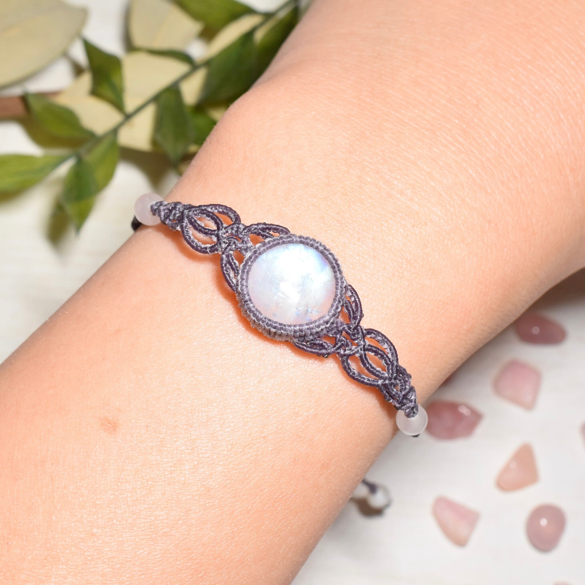 春色マクラメデザインブレスレット Lenteシリーズ ホワイト