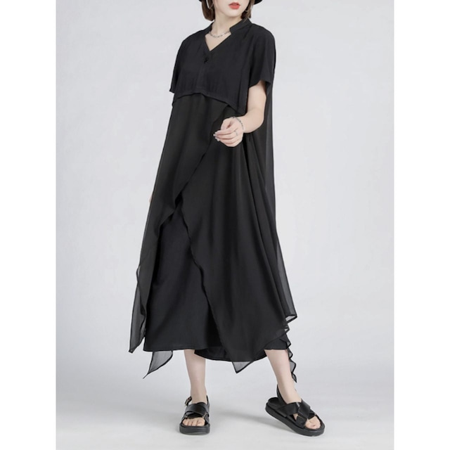 Layered chiffon long length one-piece C1077