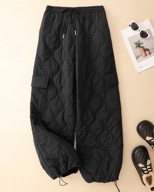 キルティングドローストリング ワイドパンツ 2color A0818