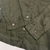 リネン 100% SHIPS シップス エポレット付き ミリタリー サファリ シャツ ジャケット サイズ S /カーキ系 レディース