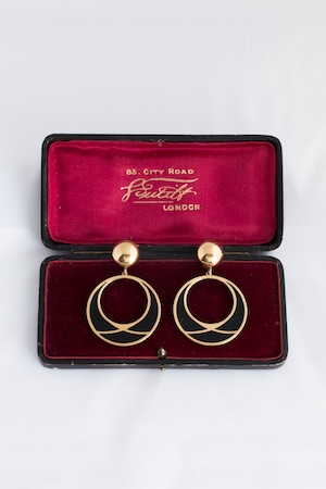 【Run Rabbit Run Vintage】Monet black & gold circle earring