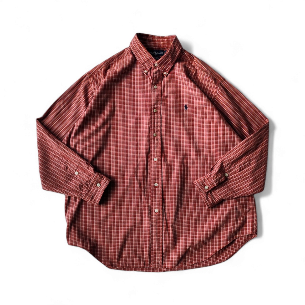 Ralph Lauren ラルフローレン ボタンダウンシャツ カジュアル ドレス BLAKE ギンガムチェック LL レッド 赤 メンズ VINTAGE ビンテージ
