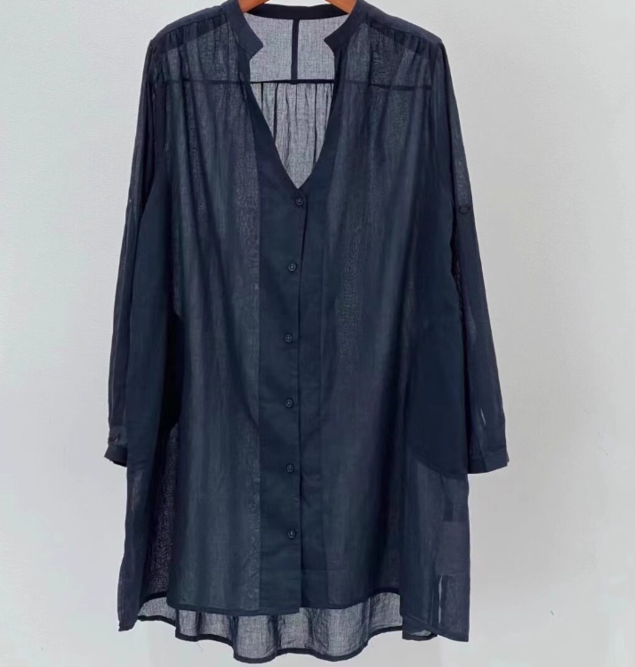 リネンライク ロングシャツ
