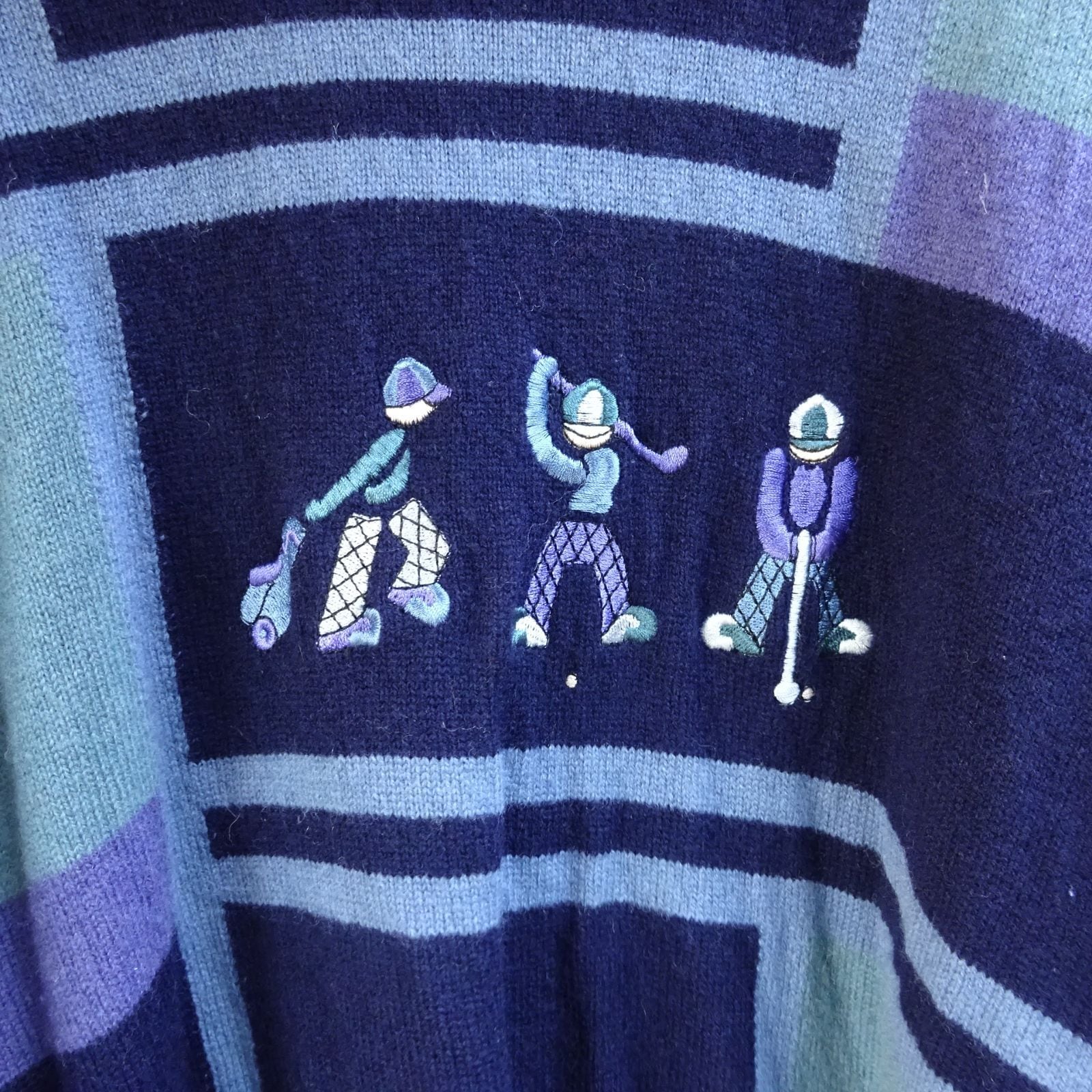 パーリーゲイツ ニット ケーブル編み ボーダー ラグラン ゴルフ L