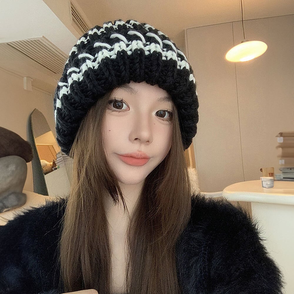 ケーブル編み ニット キャップ レディース 秋冬 韓国 帽子 おしゃれ