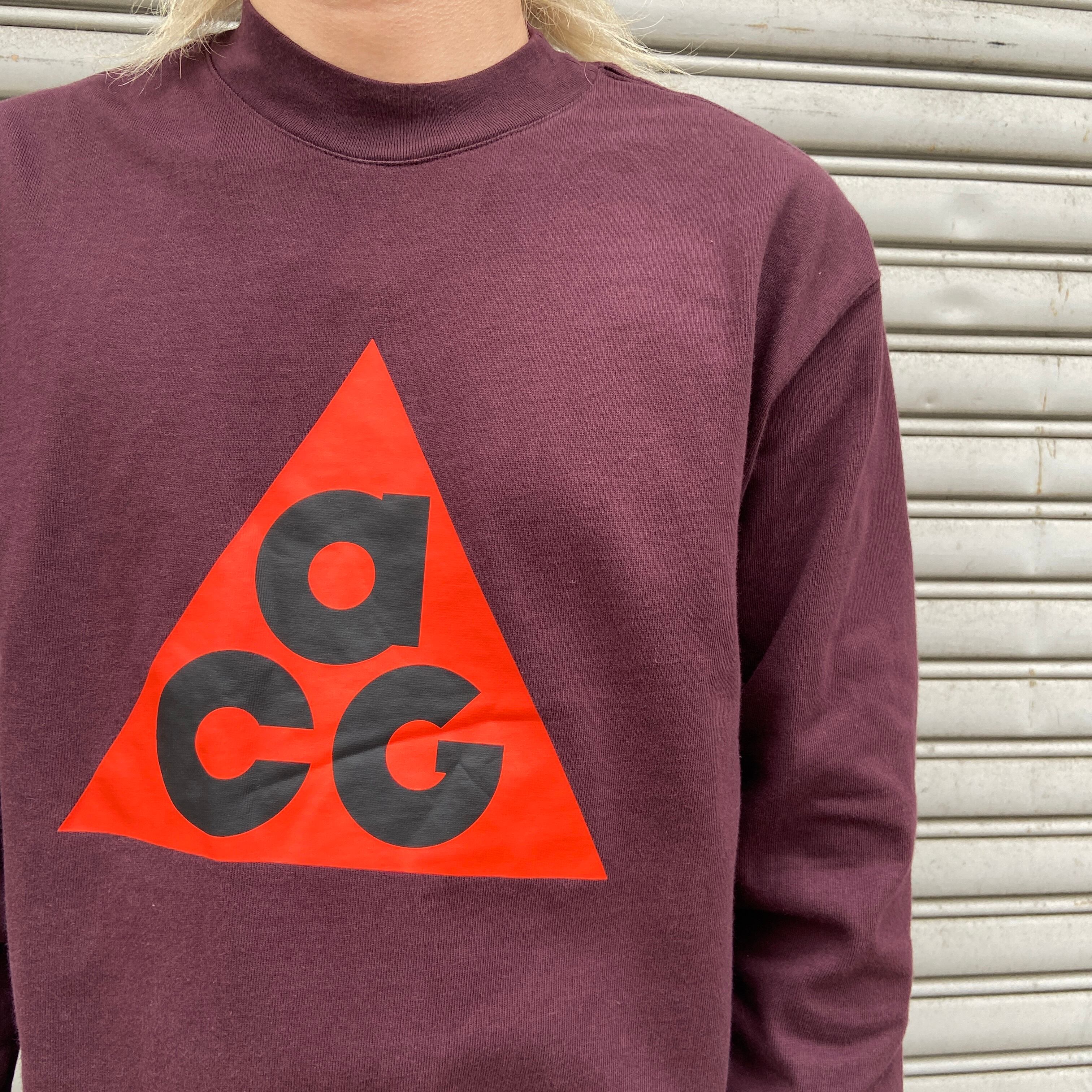 NIKE ACG 三つ目ロゴ長袖Tシャツ バーガンディ S 旧ロゴ | 古着屋 Uan