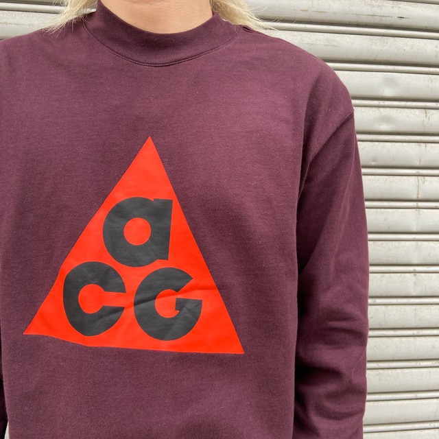 NIKE ACG 三つ目ロゴ長袖Tシャツ バーガンディ S 旧ロゴ