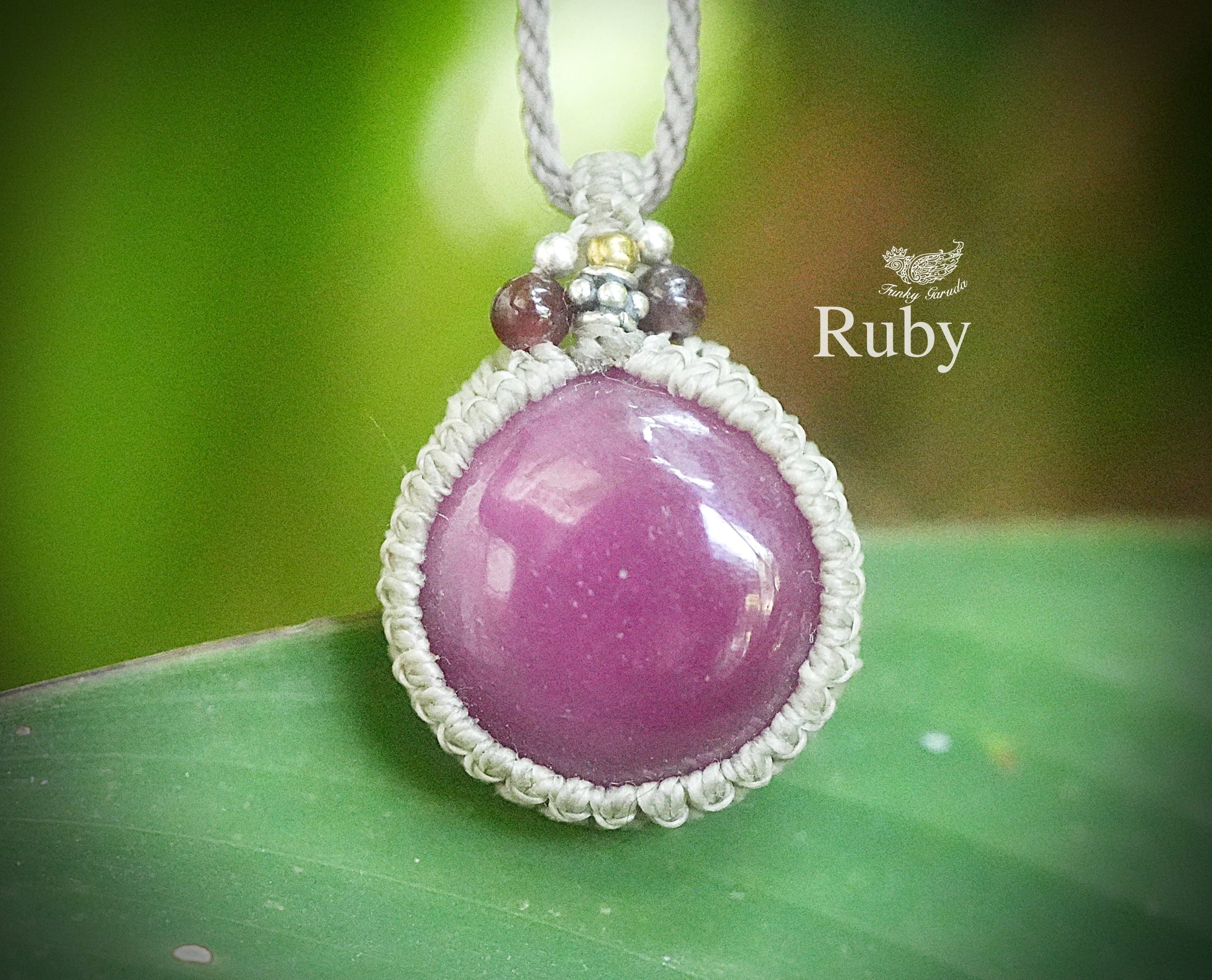 ピンクキャンディ★ルビー マクラメネックレス 1560