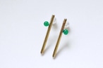 グリーンめのうの棒ピアス/真鍮