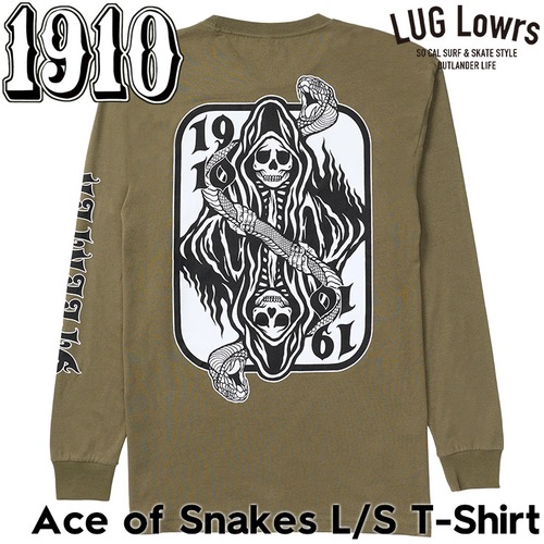 1910 ナインティーンテン Ace of Snakes L/S T-Shirt ロンT メンズ 長袖Tシャツ スネークグラフィック MS126258 GREEN 26SP 日本代理店正規品