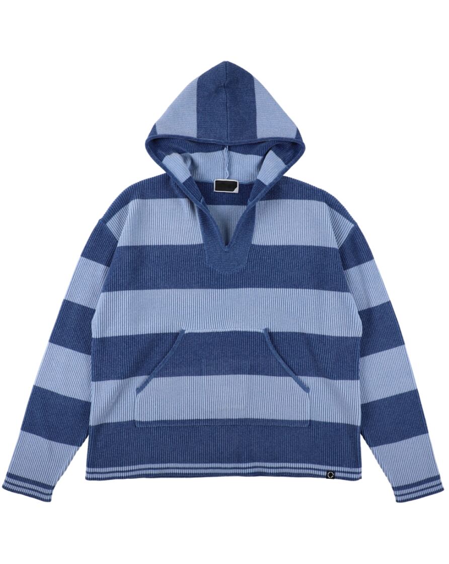 PHINGERIN CORDY KNIT MEXPARKA STRIPE BLUE | EACHTIME. / EZ DO MARKET