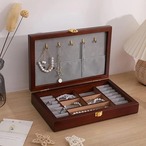 単層 フック付き クルミ色 アクセサリーケース ジュエリーボックス ヴェルベット ネックレス 指輪 リング ブレスレット ピアス 木製 ウォールナット アクセサリー 収納 おしゃれ かわいい 大容量 可愛い ギフト