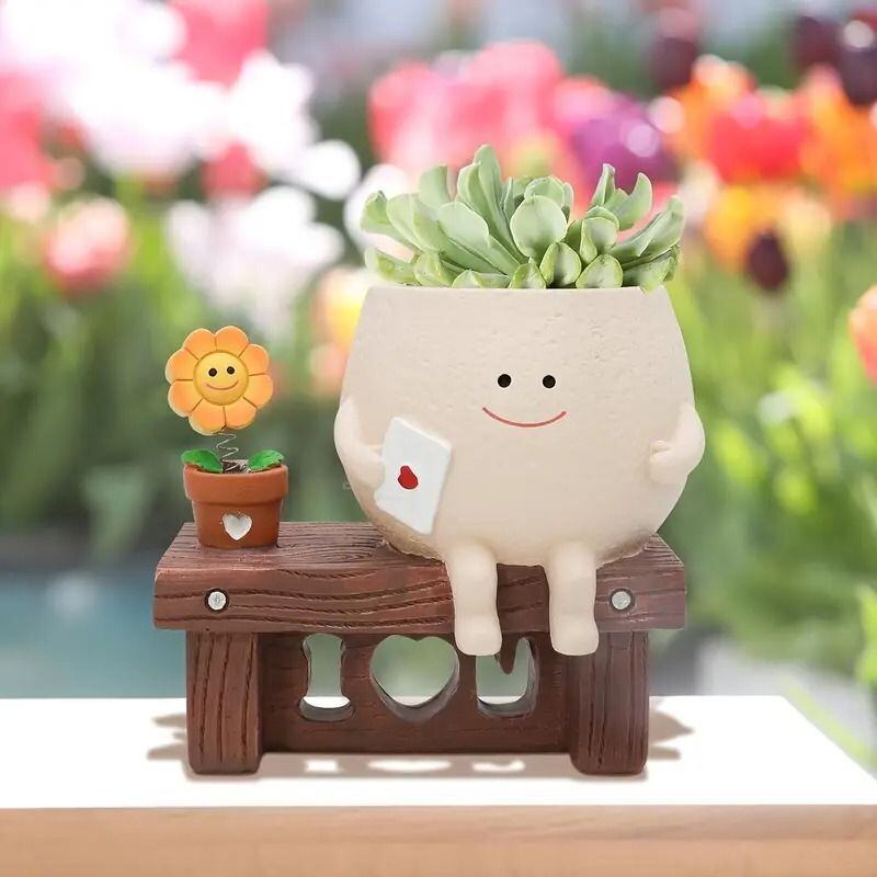 かわいい フェイスプランター 植木鉢 ミニプランター 多肉植物