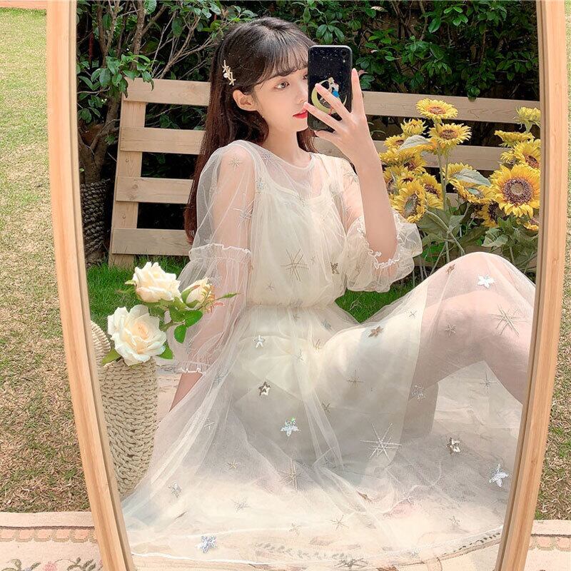 スカート スプリングスタイルラウンドネックドレス 大人ガーリー スウィート キュート カジュアル 春物 Oネック 萌量不足32290705085