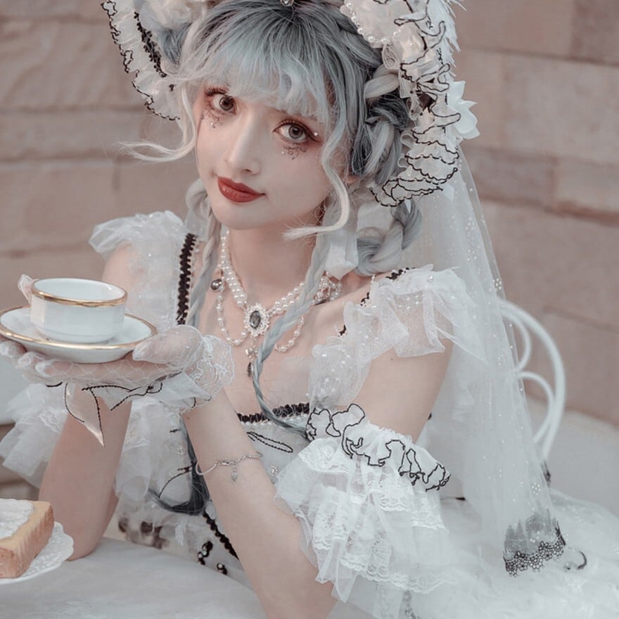 甘ロリ 猫妖精JSK ホワイトロリィタ×シフォン 撮影会向け｜WithU