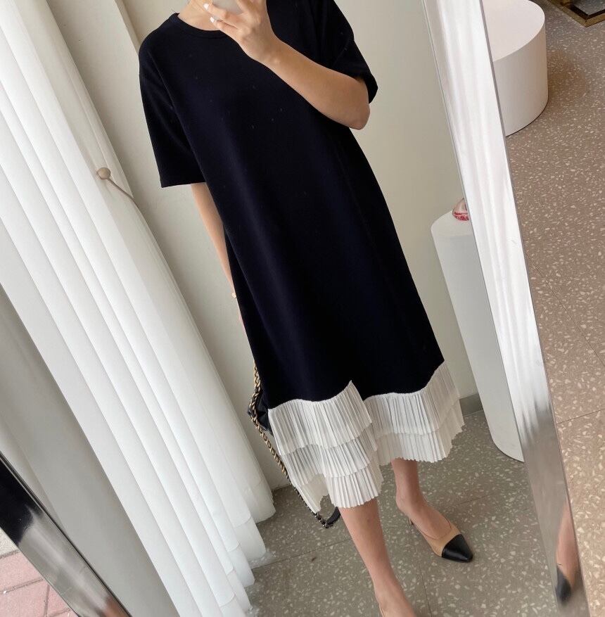 ワンピース ワンピドレス 膝下 ミモレ ミモレ丈 袖あり 半袖 5分袖 五分袖 ラウンドネック クルーネック Aライン プリーツ かわいい 大人可愛い きれいめ シンプル カジュアル 大人 上品 おしゃれ お洒落 こなれ感 無地 春 夏 秋 10代 20代 30代 40代 レディース 女性用 オフィス ビジネス OL 通勤 学生 通学 デート お出かけ 公園デビュー 女子会 お泊まり 休日 ホテル ガーデン レストラン 普段使い 楽ちん 体系カバー フリーサイズ 黒 ブラック