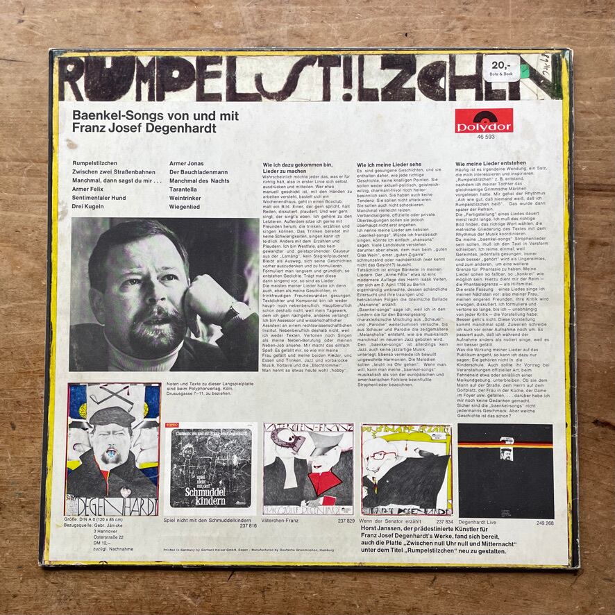 絶版LP 中古】ホルスト・ヤンセンのアートワーク Franz Josef