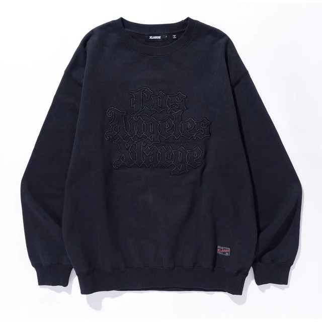 【XLARGE】PATCHED OLD ENGLISH CREWNECK SWEATSHIRT / BLACK【エクストララージ】