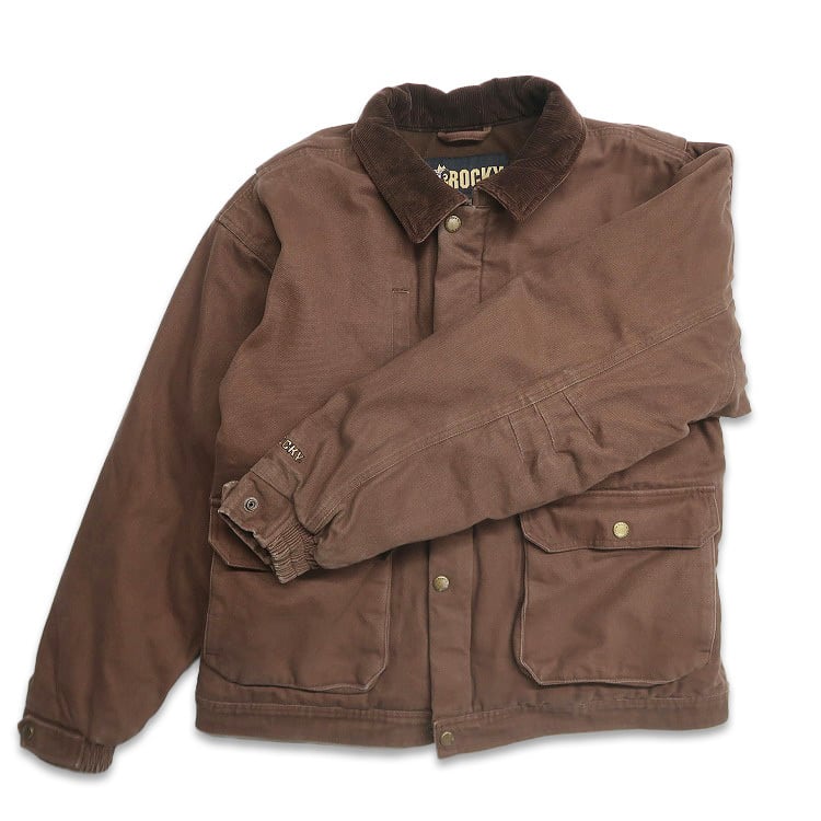 古着 ROCKY ダック ワークジャケット ダックジャケット 襟コーデュロイ