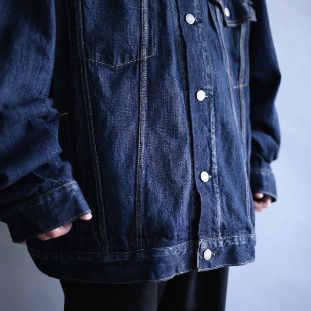 XXXXL super over size  wide silhouette deep indigo color denim jacket
