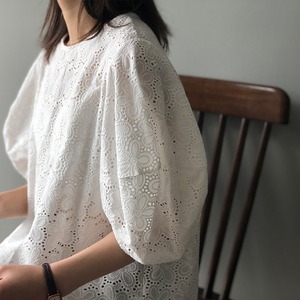 puff sleeve lace tops 12531