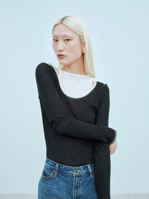 【26SS】THINGS THAT MATTER　シングスザットマター  / SHEER LAYERED RIB TOPS