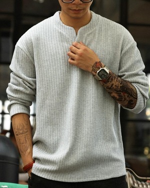 Heavyweight Jacquard V-Neck T-Shirt  K0299