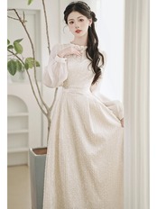 【0257】A-line High Waist Long Sleeve Dress