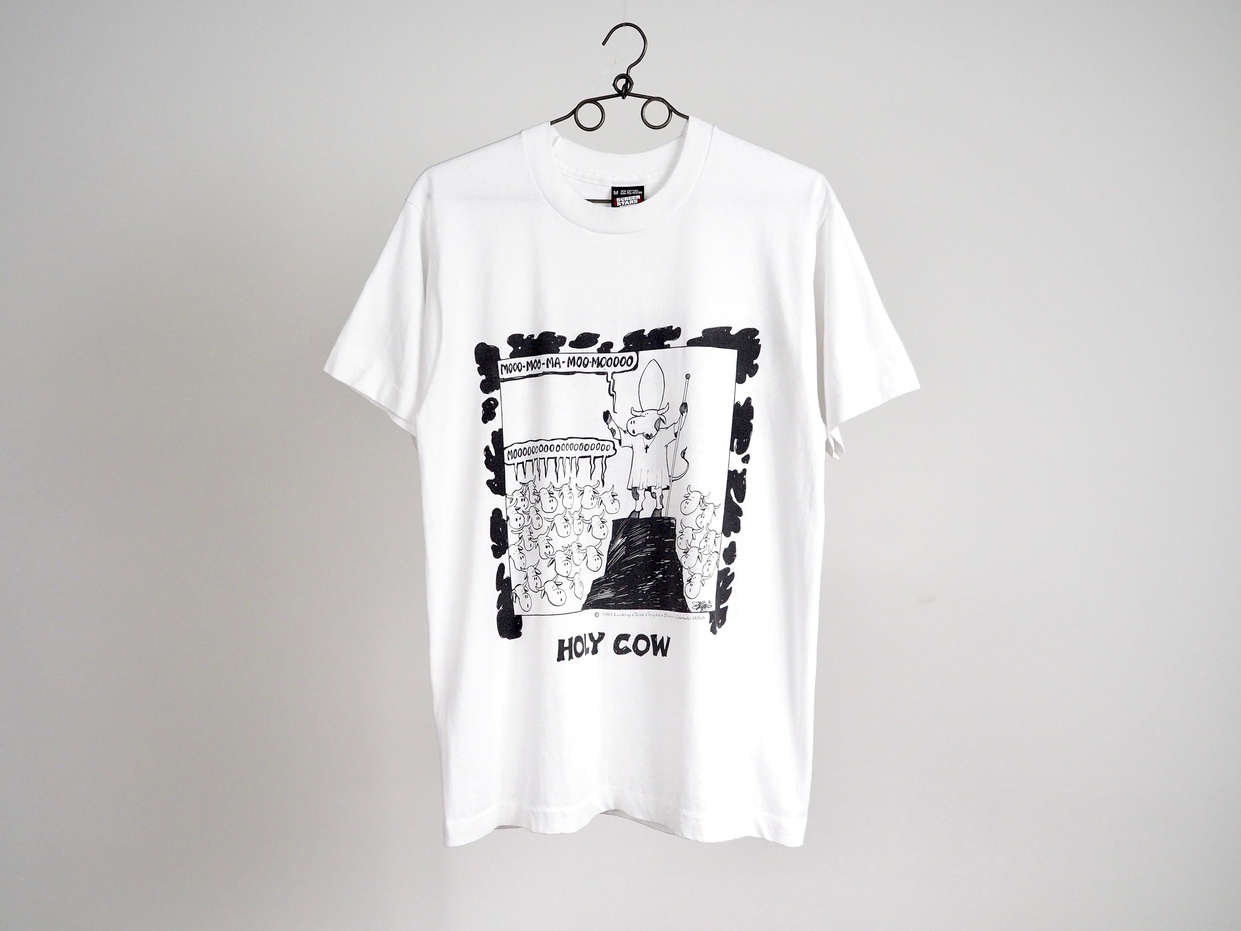 1990’s HOLY COW print T-shirt M /made in USA