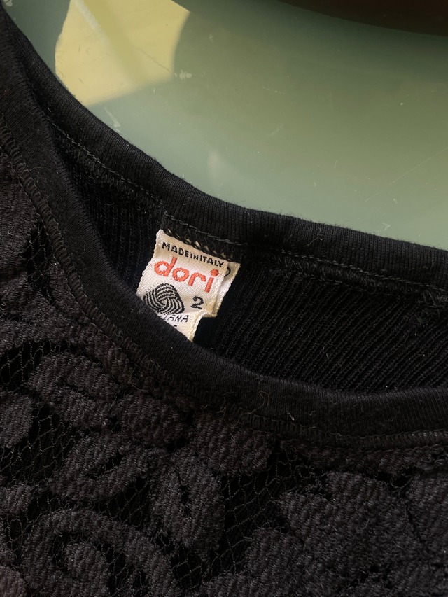 70s-80s Italy Made dori Lace Tank Top BLK