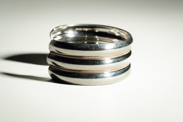Vintage Tiffany & Co 14K & Silver Gold Line Bangle