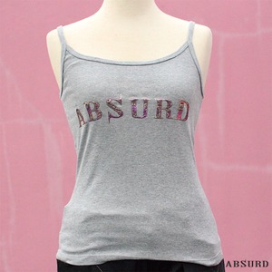【数量限定!】 ABSURD キャミソール ノースリーブ レディース GRAY 灰 アブサード ロゴ LOGOCAMI(G)